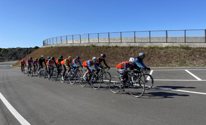 根占自転車競技場の外周道路を使った走行訓練